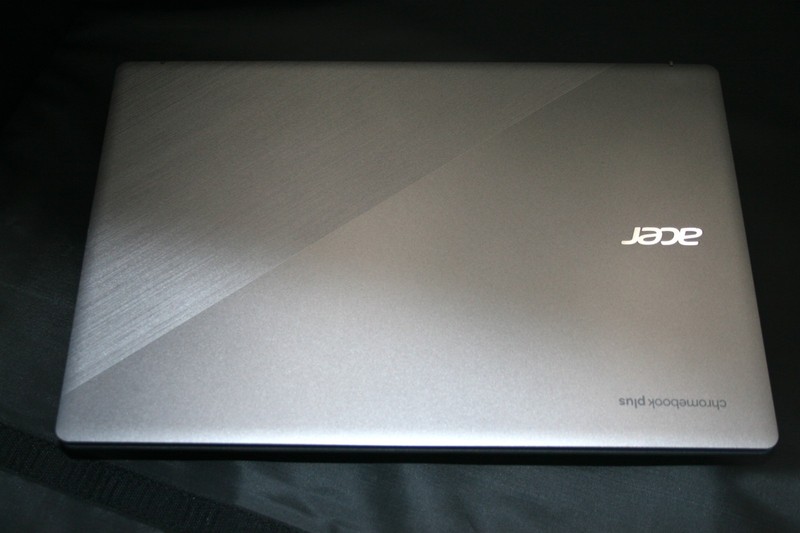 Closed gray Acer Chromebook Plus 515, lid logo visible
