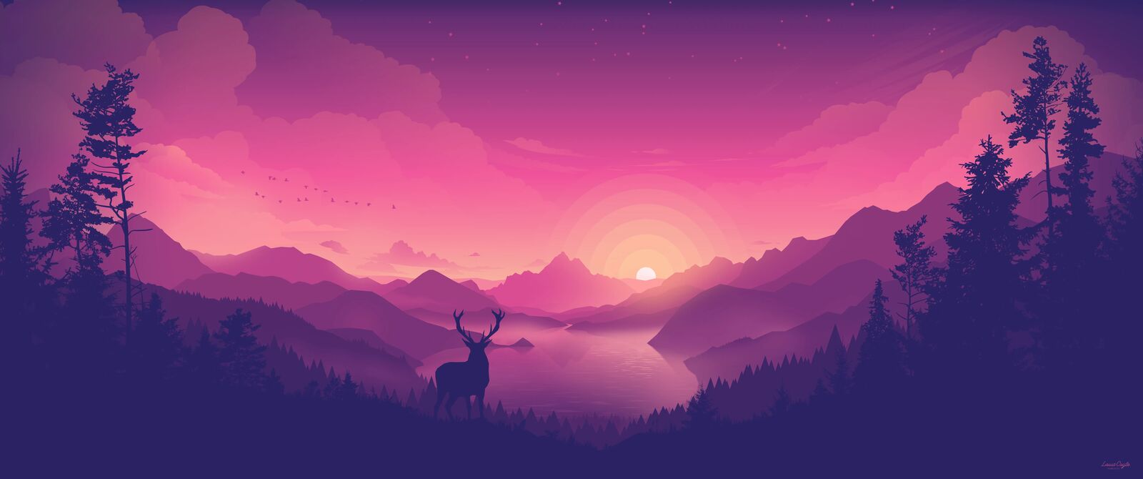 Tokyo Night wallpaper used by Omarchy, a dusk lakeside scene